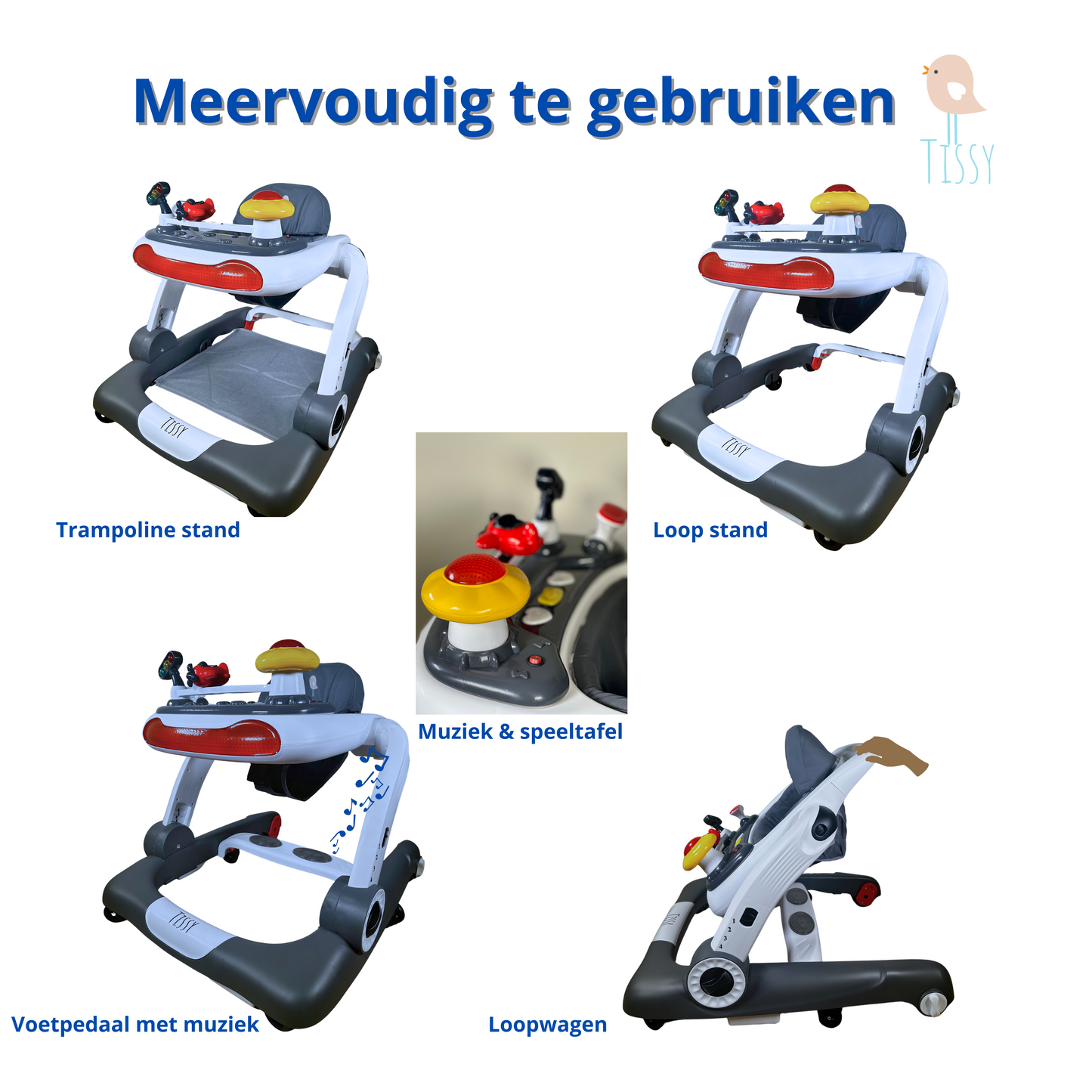 Tissy® Babywalker alles in 1 Grijs